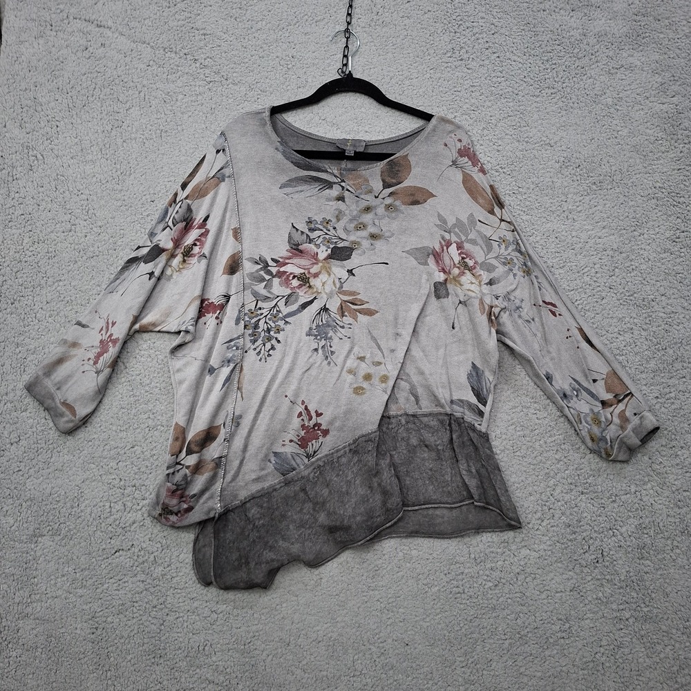 Belle France Top Sz M Silk Blend Layered Sheer Floral Fairy Lagenlook Italy